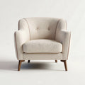 Sillón tapizado en tela de lana beige con patas de madera 80 x 80 x 75cm