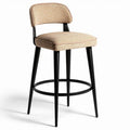 Taburete de bar con asiento tapizado en color beige y estructura negra altura 100cm