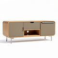 Mueble de salón de madera en color natural y gris 120 x 40 x 50cm con almacenamiento