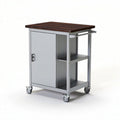 Carro de cocina móvil con estructura de aluminio y superficie de madera 80 x 55 x 90cm