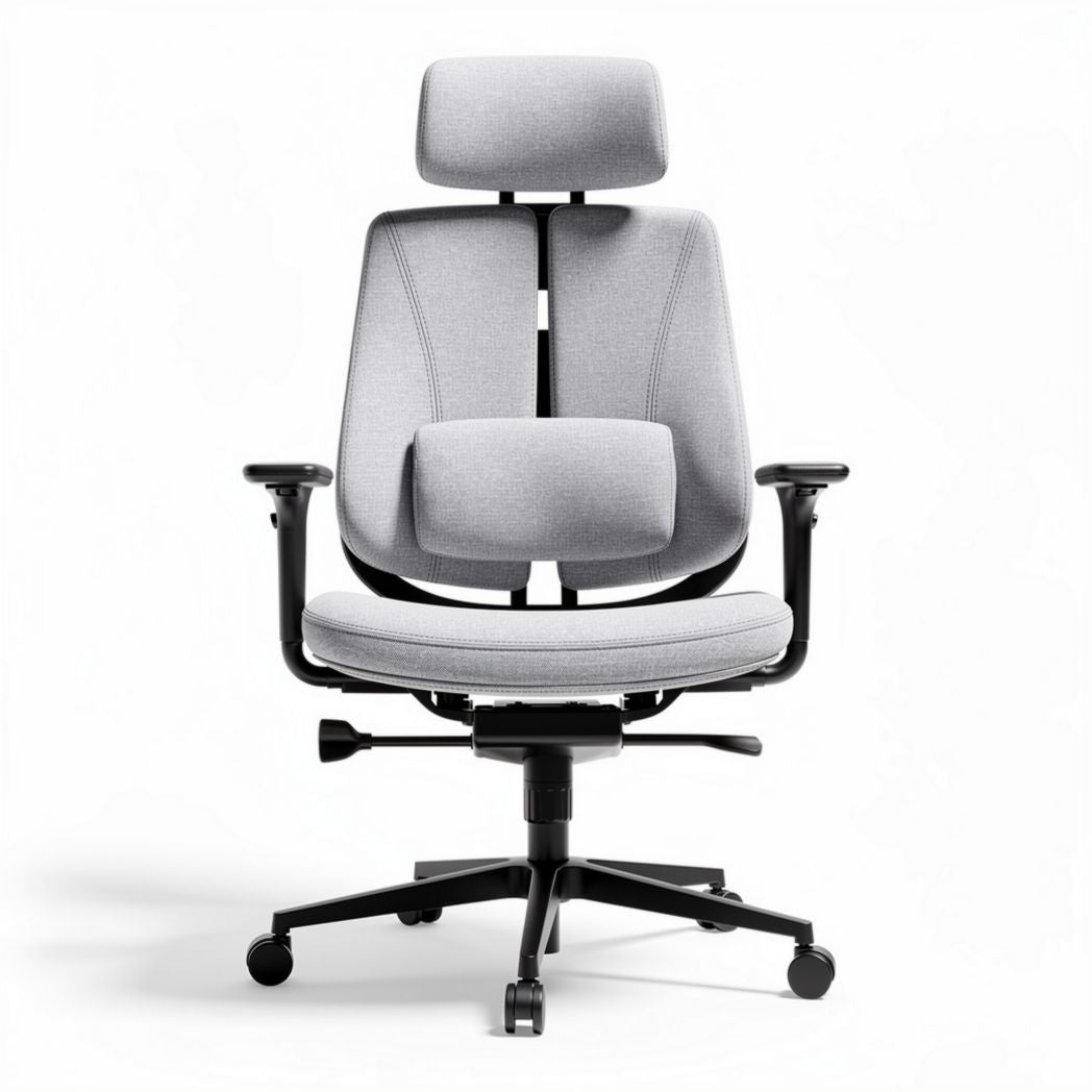Silla de oficina ergonómica ajustable en gris con soporte lumbar 63 x 62 x 115cm