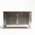 Mueble de almacenamiento metálico con puertas de madera 80 x 40 x 50cm