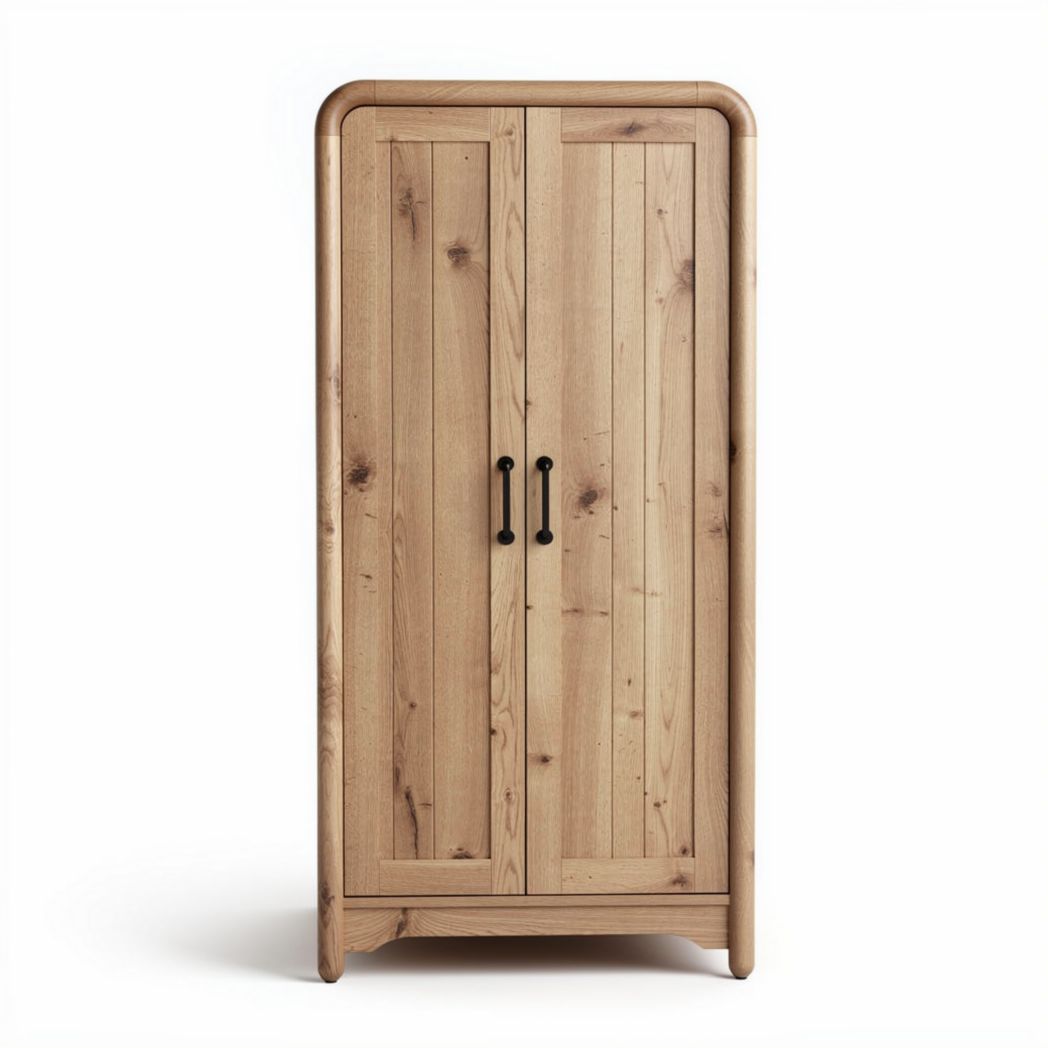armario de madera de pino 80 x 40 x 180cm con puertas dobles y tiradores metálicos