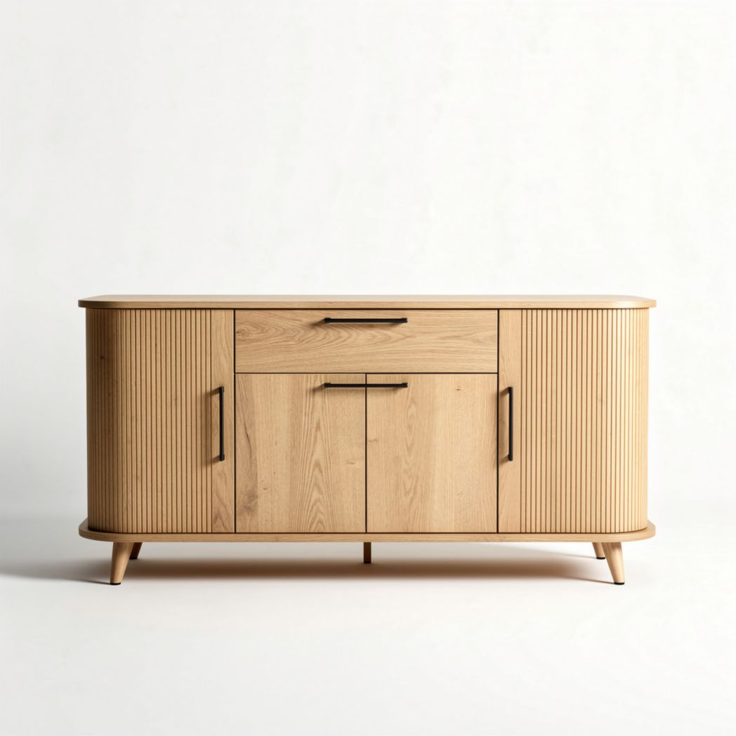 Mueble de madera de roble con puertas y cajones 150 x 40 x 80cm